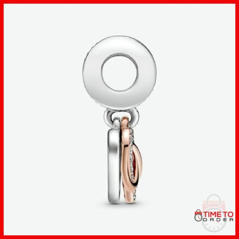 Sterling Silver Heart Charm with CZ Stones, Infinity Design